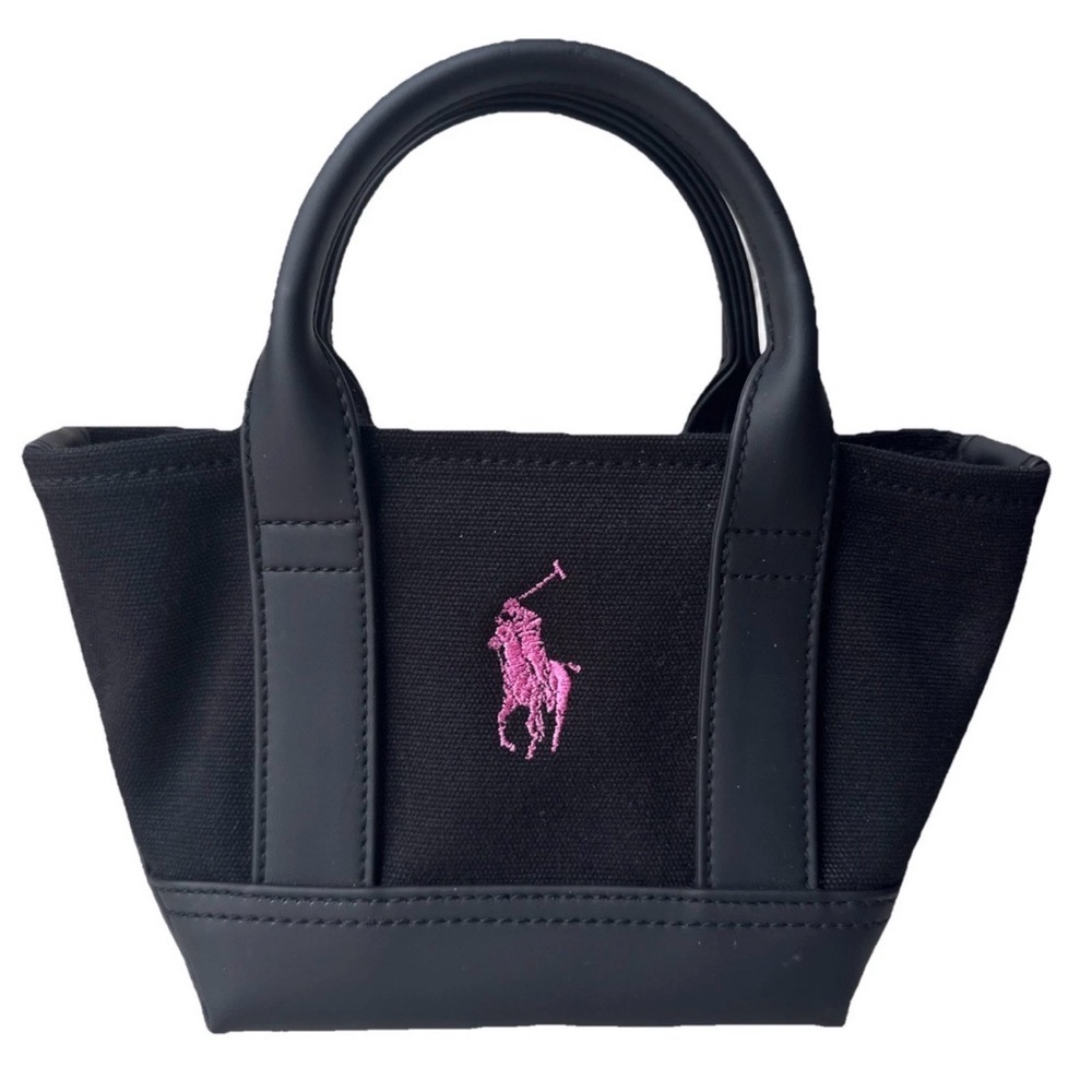 Ralph Lauren Big Embroidered Pink Pony Mini Canvas Tote Bag - OG Y2K